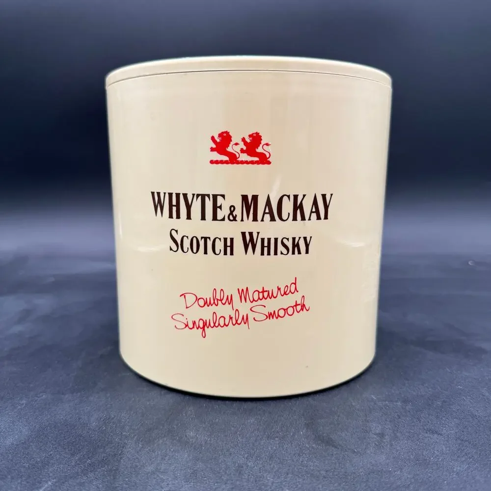 Vintage Ice Bucket, Whyte & Mackay Scotch Whisky, Mid Century Modern 7.25